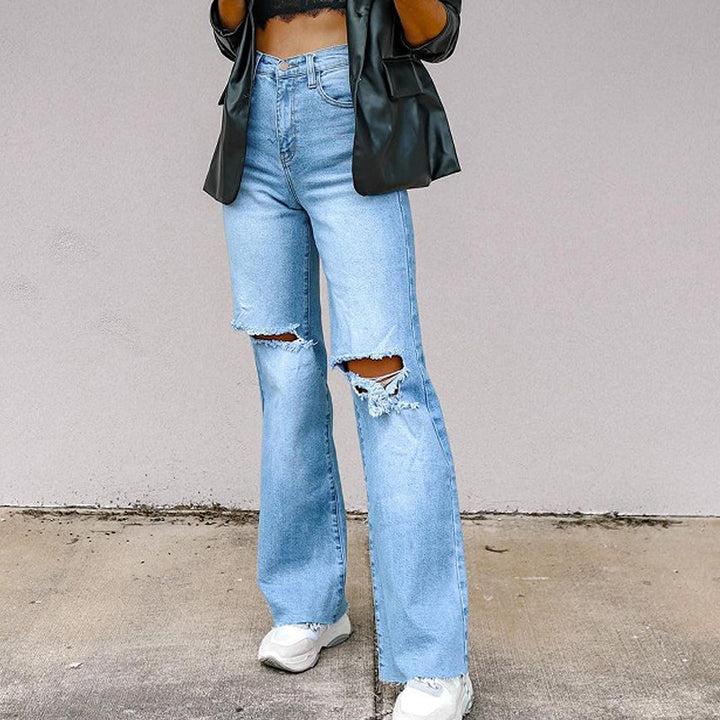 Ladies Flared Jeans with modern Destroyed details Lisslune