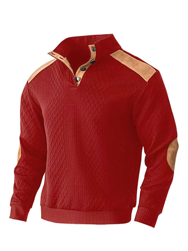 Men's knit pullover with unique stand collar and fashionable details Lisslune