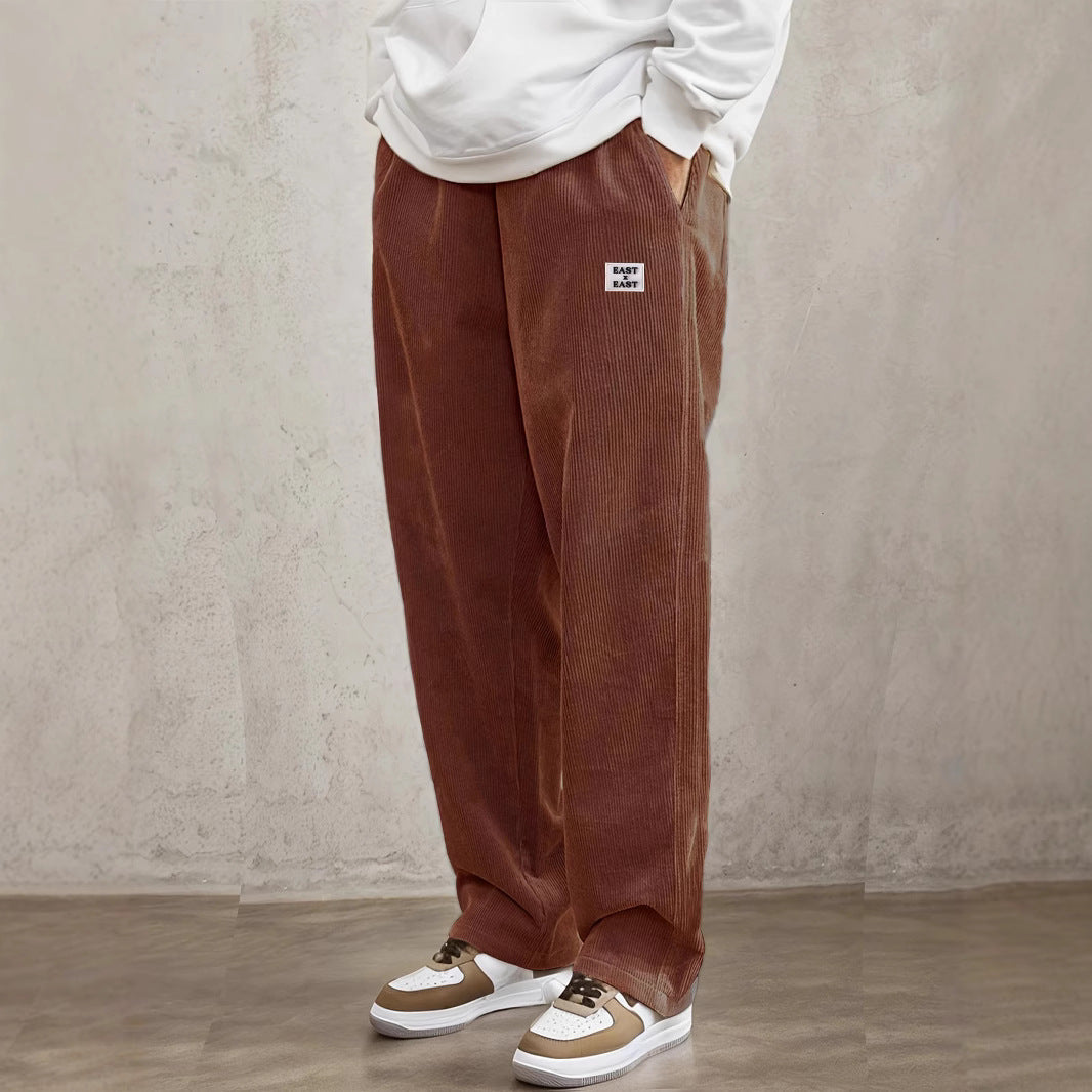 Women's wide corduroy trousers with elastic waistband and side pockets Lisslune