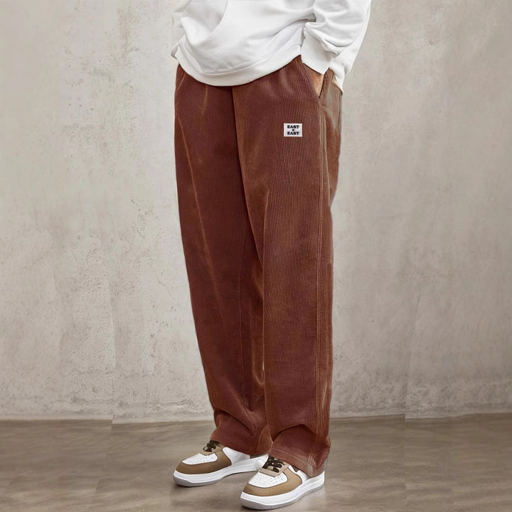 Women's wide corduroy trousers with elastic waistband and side pockets Lisslune