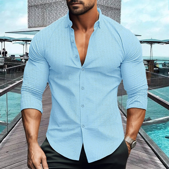 Men's elegant long-sleeve shirt with textured pattern Lisslune