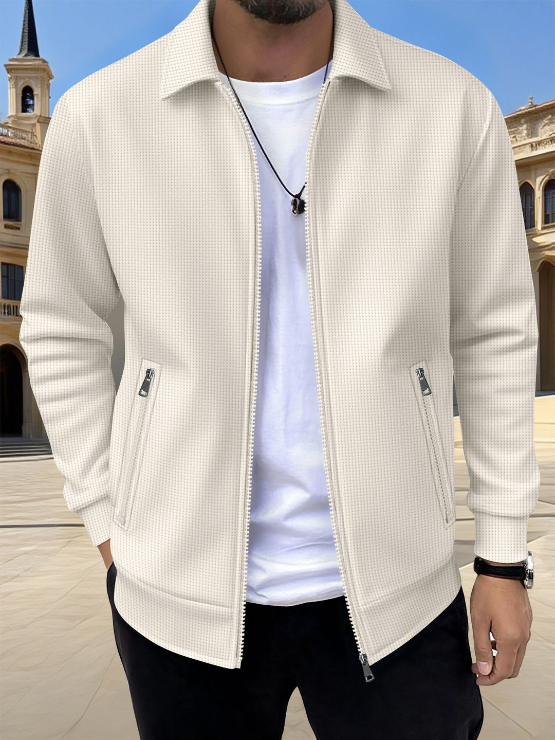 Men's fashionable casual jacket with a relaxed fit and practical zip pockets Lisslune