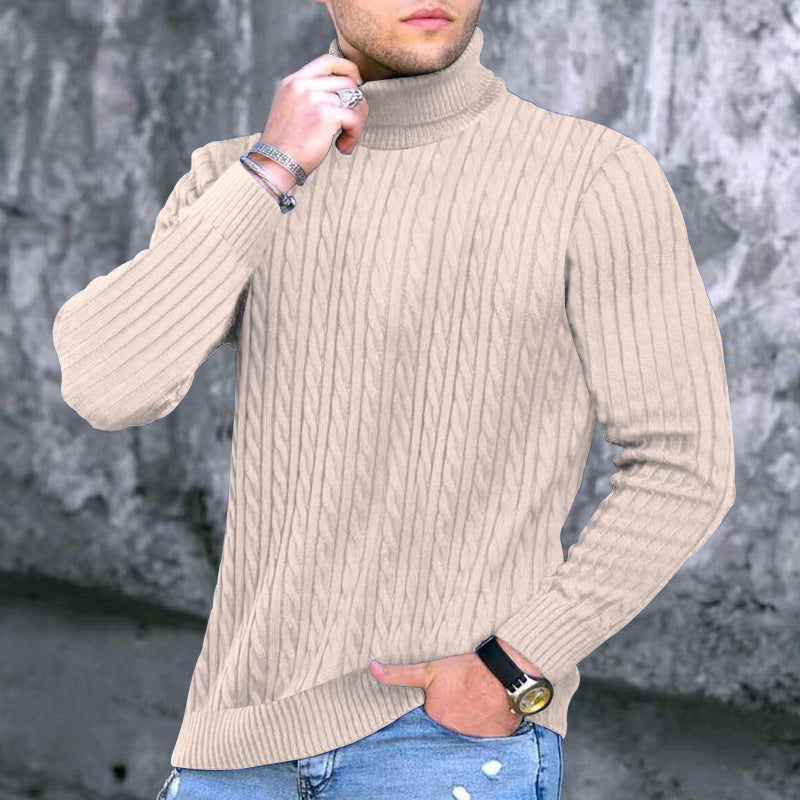 Men's Cable Knit Turtleneck Sweater Lisslune