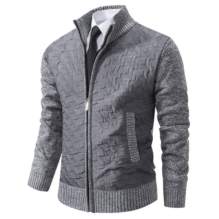 Men's stylish padded jacket with textured outer material and high collar Lisslune