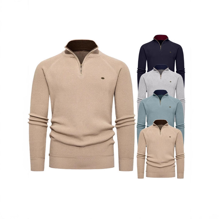 Men's knit sweater with stand-up collar and zipper Lisslune