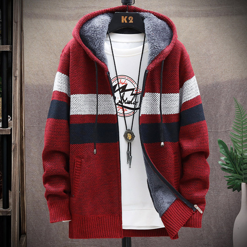 Men's fashionable hoodie cardigan with striped design Lisslune