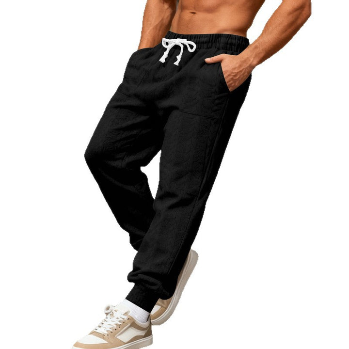 Men's casual leisure pants with elastic waistband and textured material Lisslune