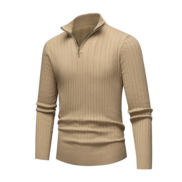 Men's high-quality knitted sweater with modern stand-up collar and zipper Lisslune