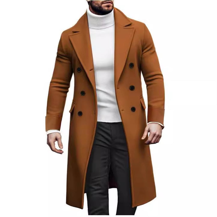 Men's elegant double coat with wide lapels and practical pockets Lisslune