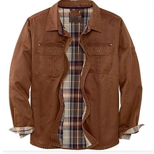 Men's shirt jacket with checked lining and practical breast pockets Lisslune