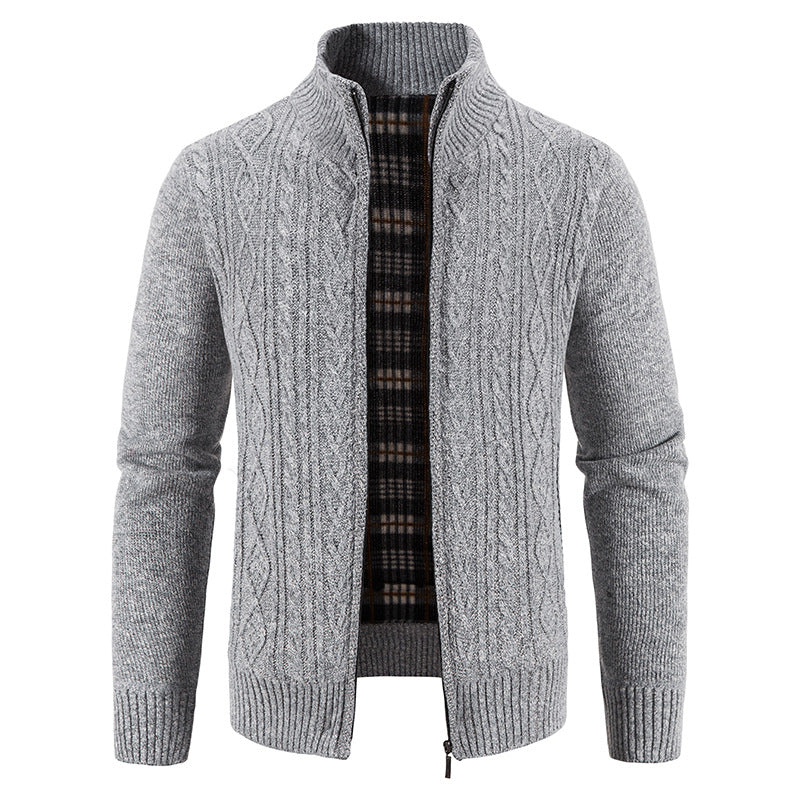 Men's cardigan with high collar and textured design Lisslune