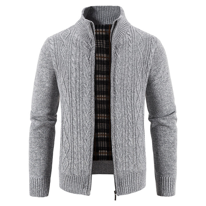 Men's cardigan with high collar and textured design Lisslune
