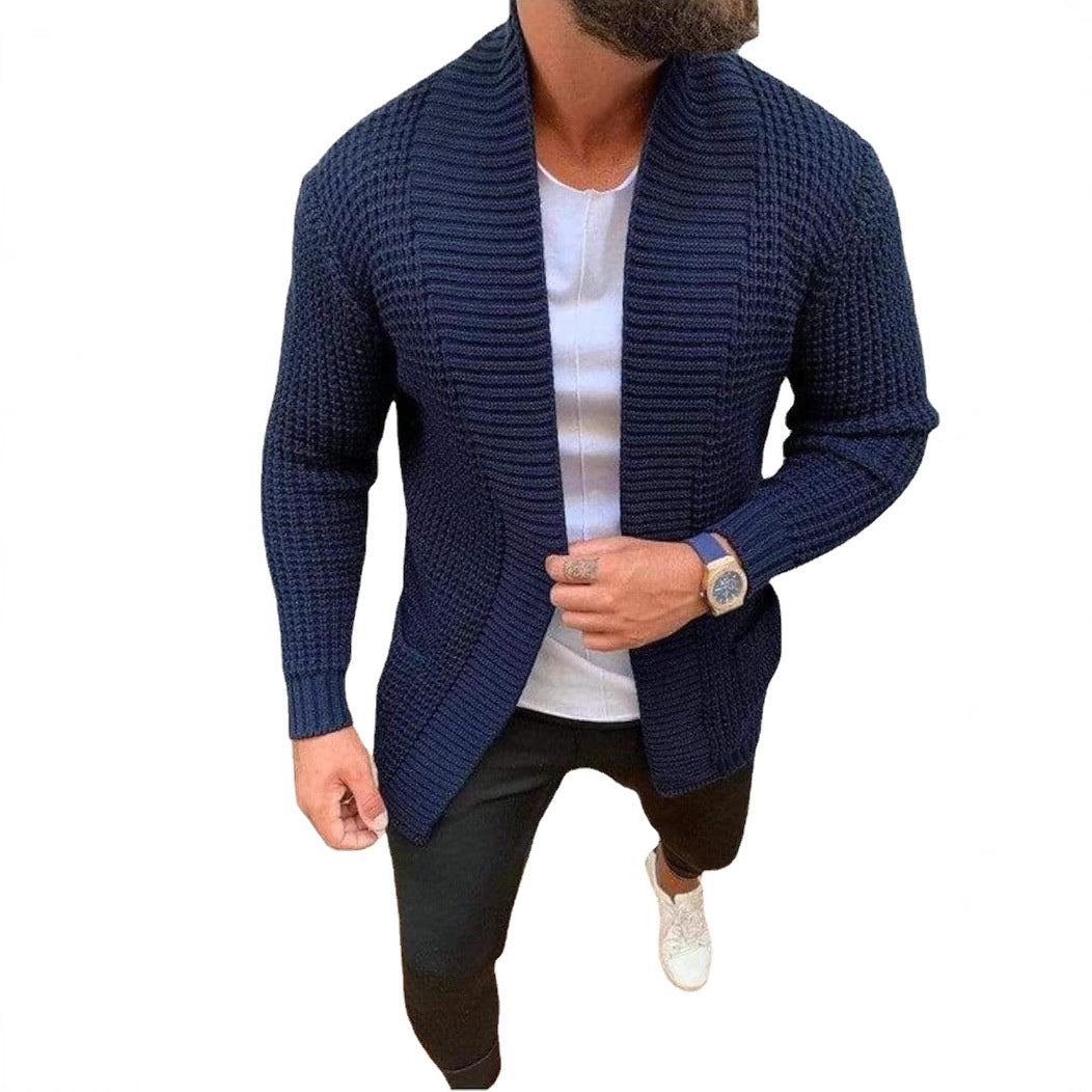 Men's cardigan with deep collar and textured design Lisslune