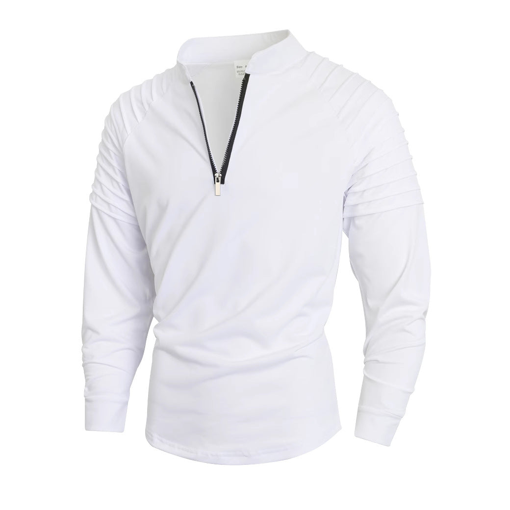Men's long sleeve shirt with modern stand-up collar and zipper Lisslune