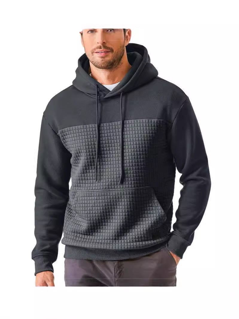 Men's Hoodie with Geometric Texture Design Lisslune