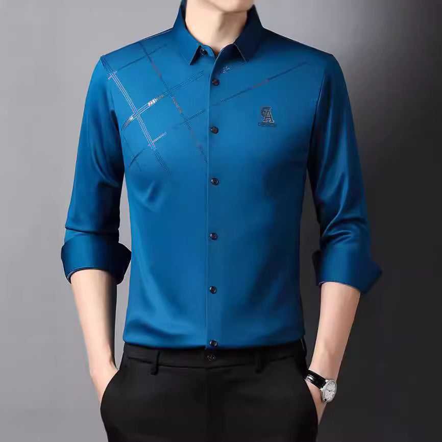 Men's elegant long-sleeve shirt with modern graphic design Lisslune