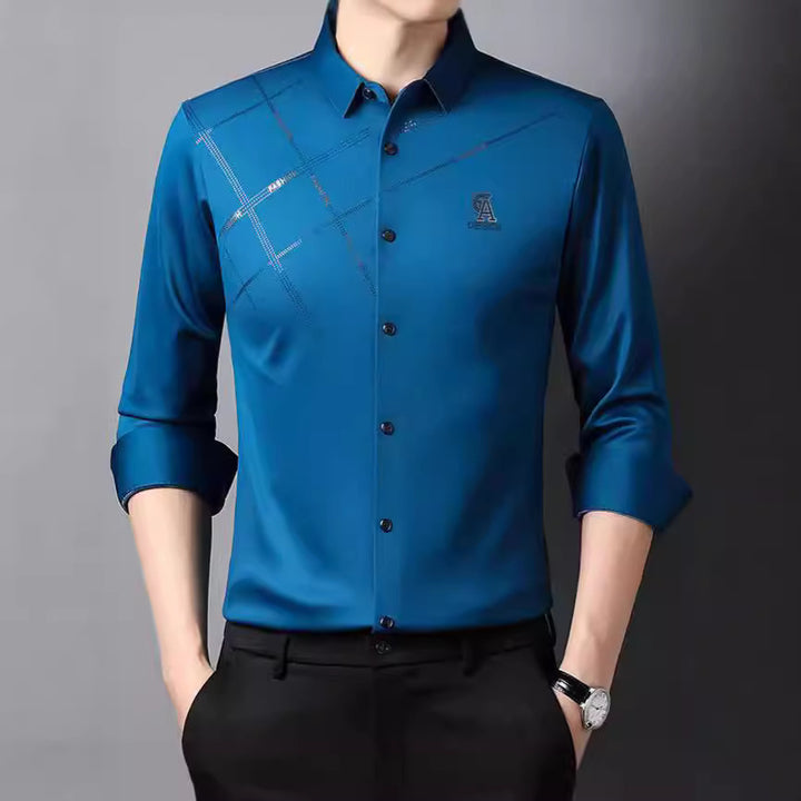 Men's elegant long-sleeve shirt with modern graphic design Lisslune