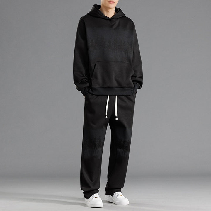 Men's leisure loungewear set with relaxed fit and creative tree print Lisslune
