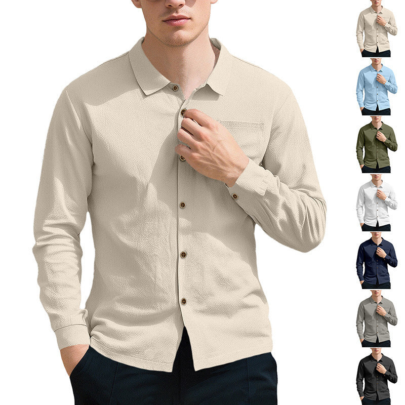 Men's casual long sleeve shirt made of breathable fabric with stylish buttons Lisslune