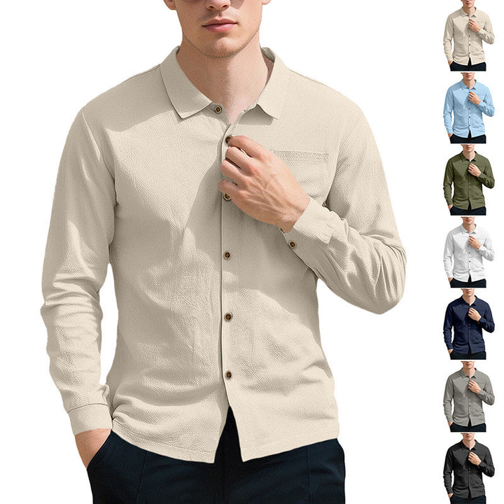 Men's casual long sleeve shirt made of breathable fabric with stylish buttons Lisslune