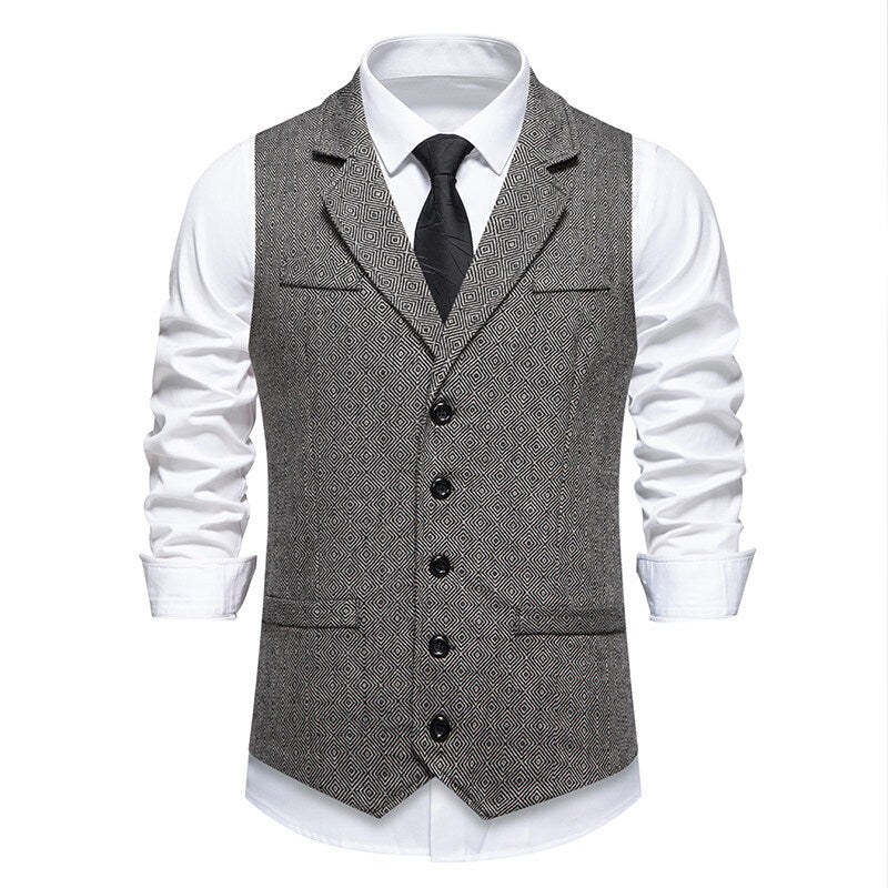 Men's suit vest in elegant herringbone pattern with practical pockets Lisslune