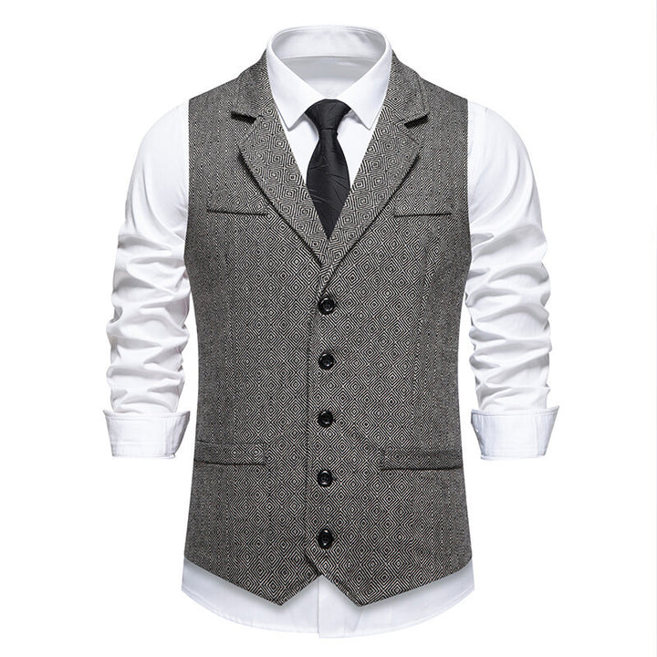 Men's suit vest in elegant herringbone pattern with practical pockets Lisslune
