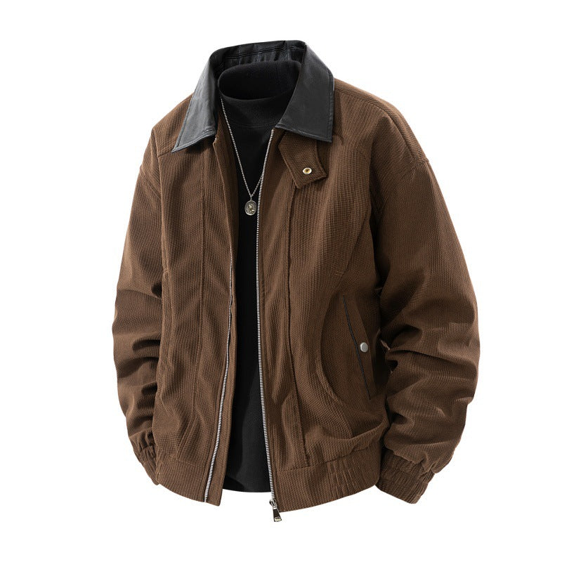 Men's casual cord jacket with high collar Lisslune