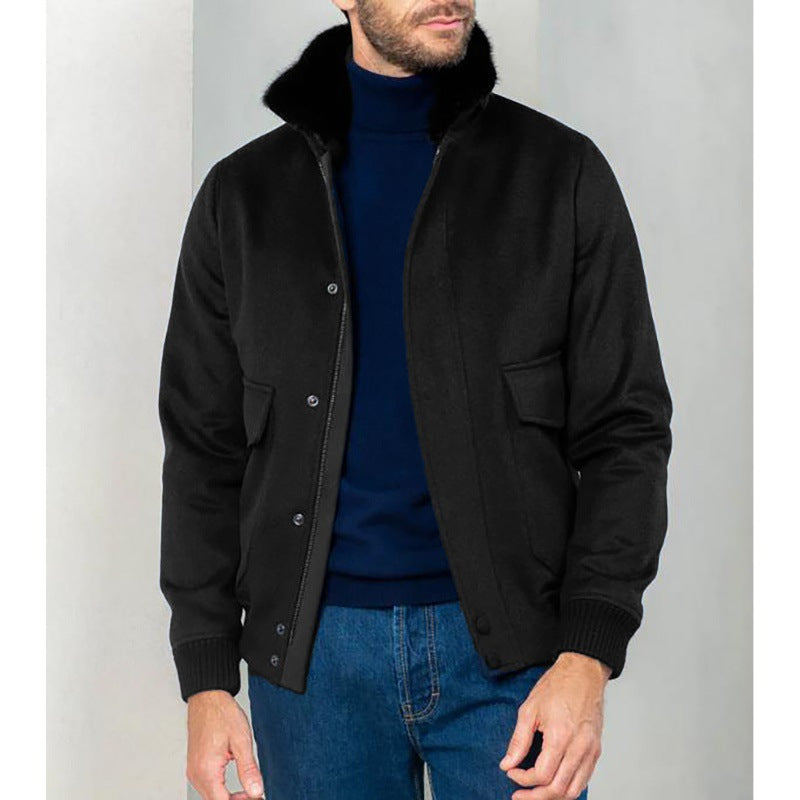 Men's fashionable bomber jacket with warm collar Lisslune