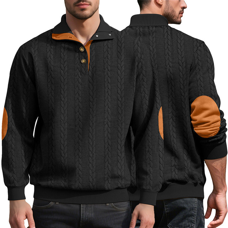 Men's fashionable knitted sweater with button placket and contrast details Lisslune
