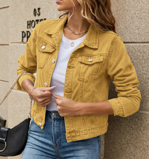 Women's Denim Jacket with Modern Cut and Practical Pockets Lisslune