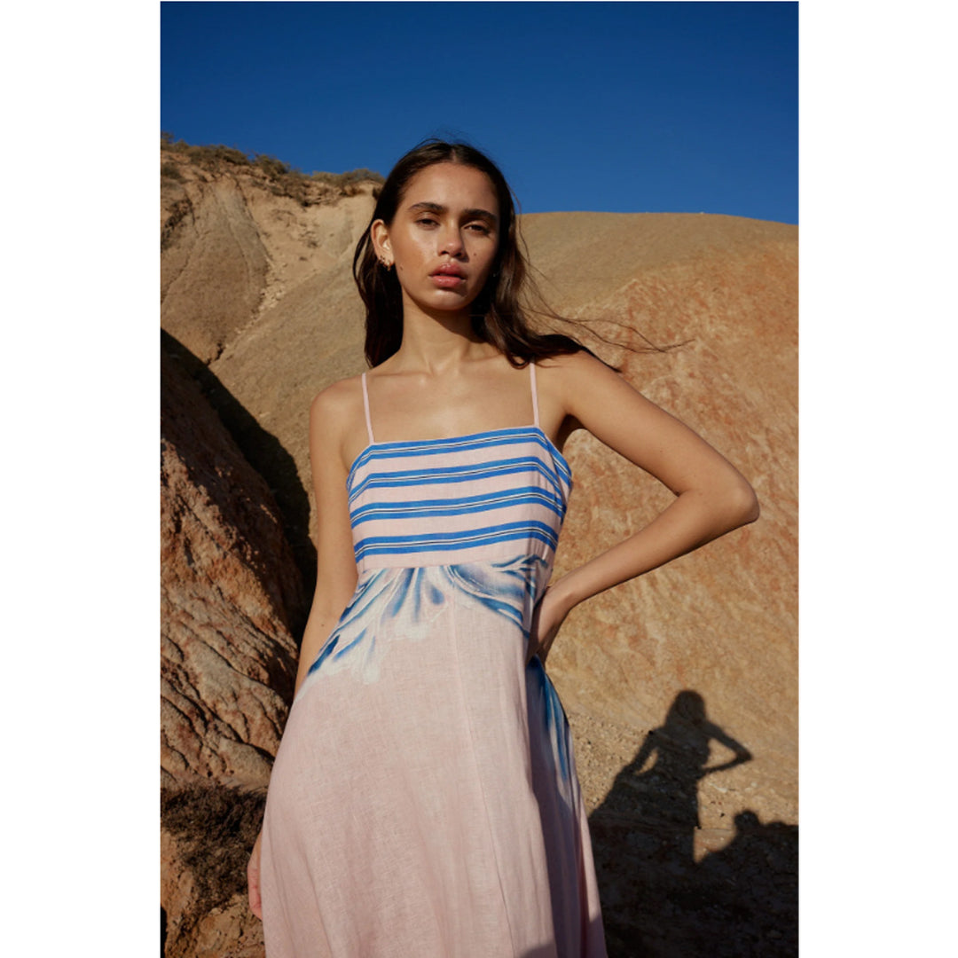 Ladies maxi dress with subtle gradient and floral pattern Lune London