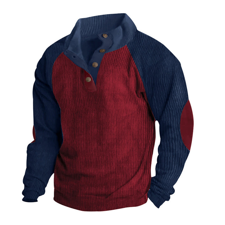 Men's structured pullover shirt with button placket and leather details Lisslune