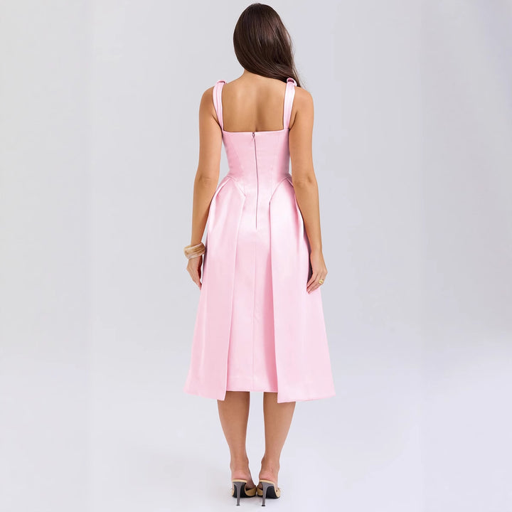 Women's Elegant Wrap Dress with Deep V-Neck and Flared Skirt Lisslune