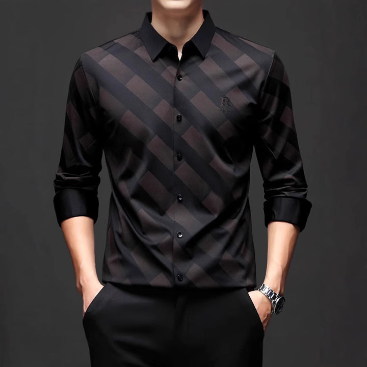 Men's Elegant Shirt with Modern Check Design Lisslune