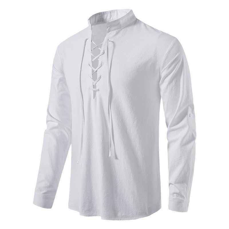 Men's Long Sleeve Shirt with Modern Drawstring Lisslune