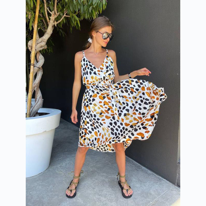 Women's maxi dress with elegant wrap design and stylish ruffle details