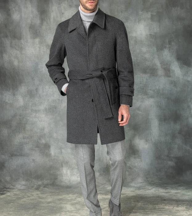 Men's elegant trench coat with waist belt and modern accents Lisslune