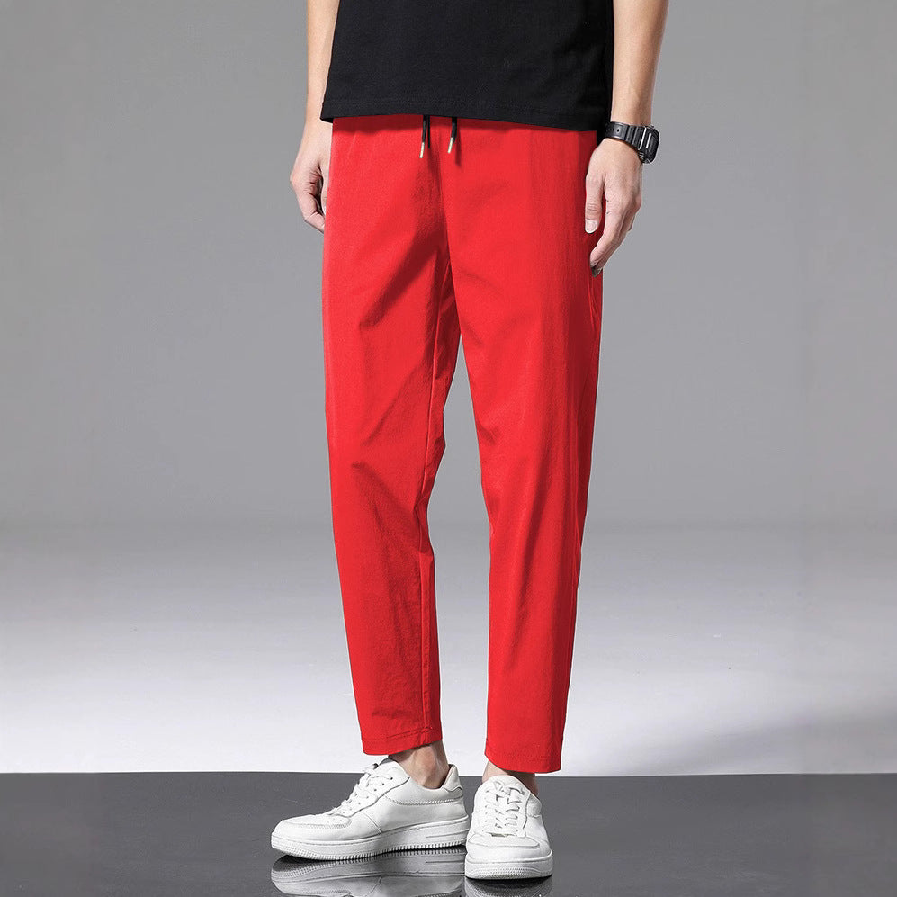 Men's Stylish Airy Leisure Pants with Elastic Waist and Practical Pockets Lisslune