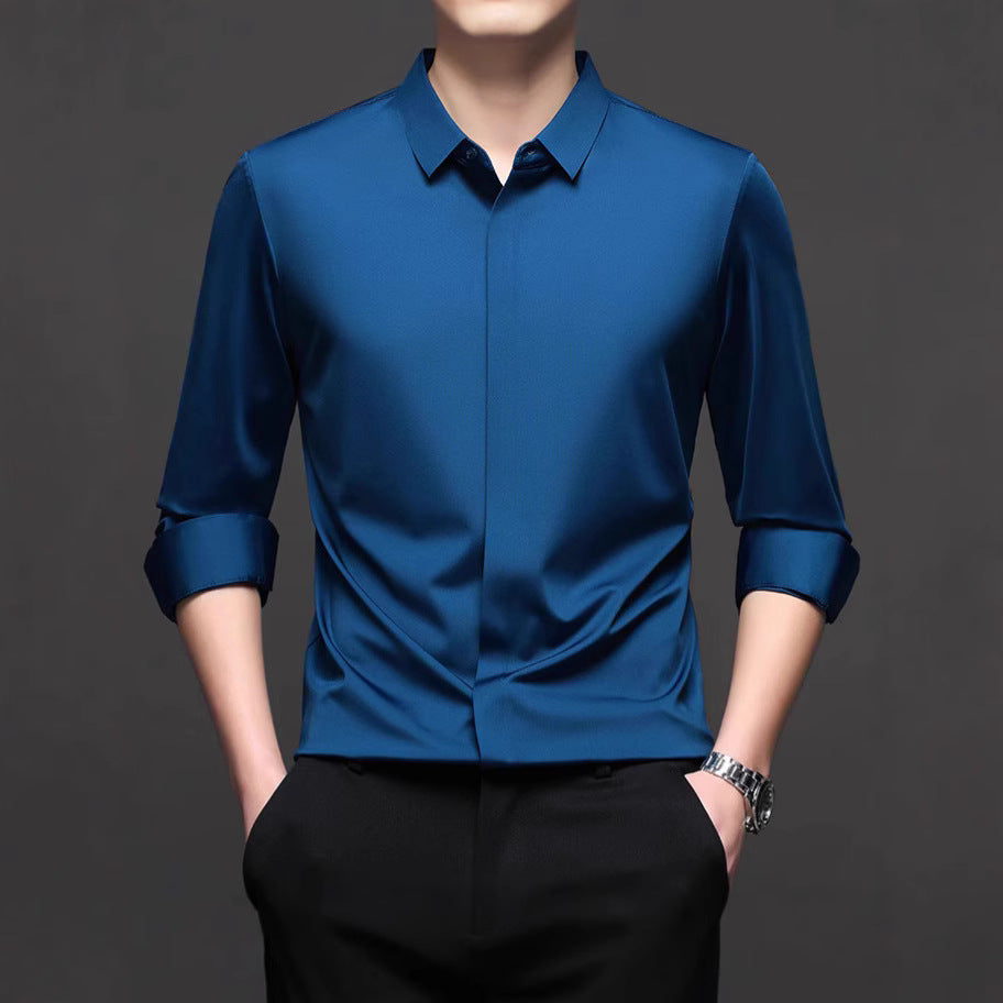 Men's Elegant Long Sleeve Shirt with Modern Cut and Breathable Surface Lisslune