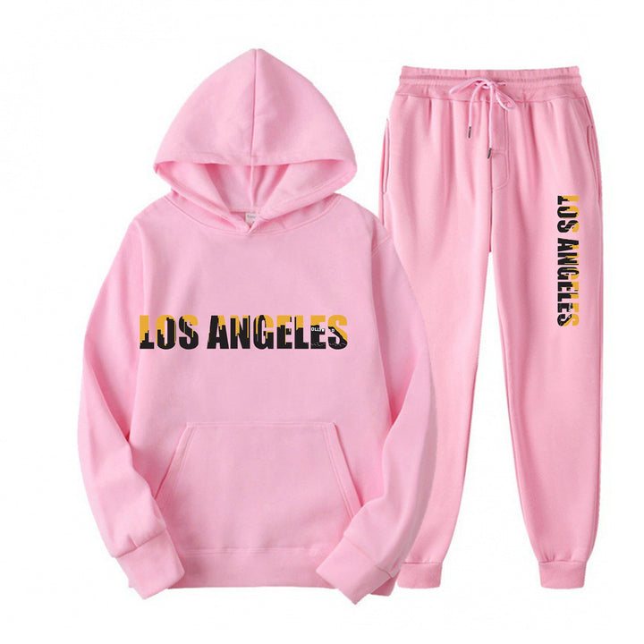 Women's leisure hoodie and jogging pants set with casual Los Angeles lettering Lisslune