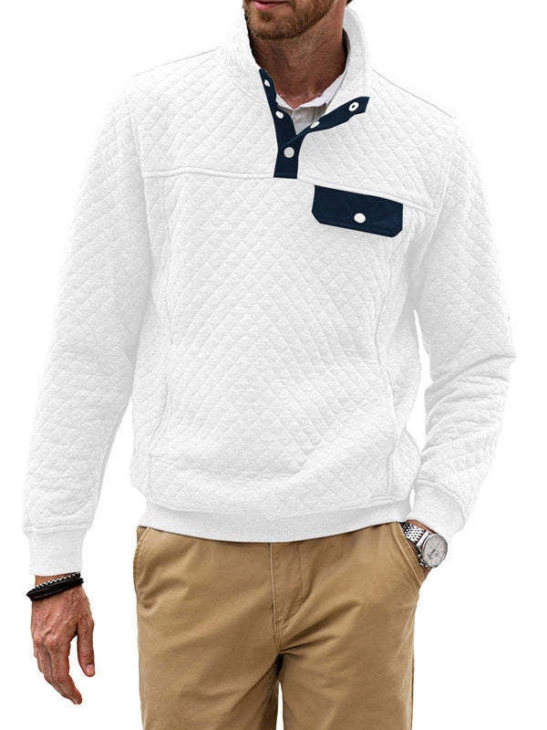 Men's sporty fleece pullover with practical zip and button placket Lisslune