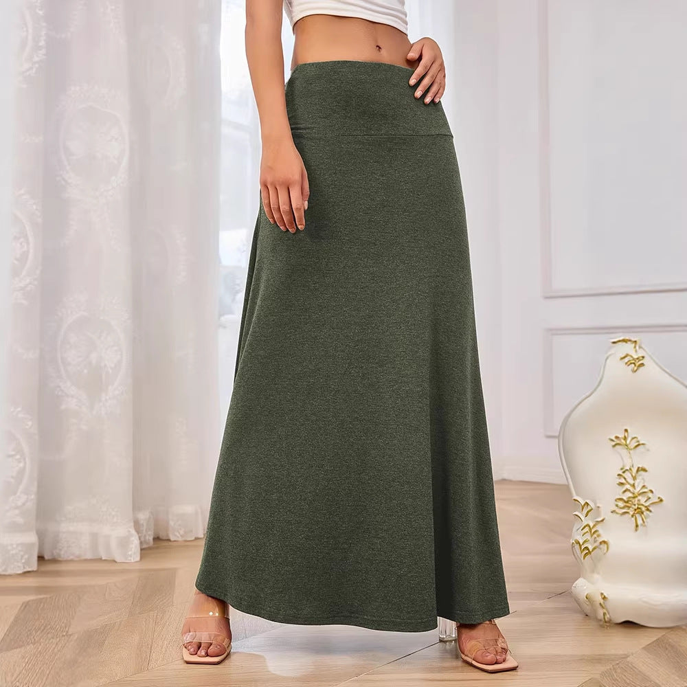 Women's maxi skirt made of soft jersey with elastic waistband and flowing cut Lisslune