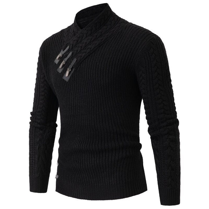 Men's knit sweater with elegant shawl collar and cable pattern Lisslune