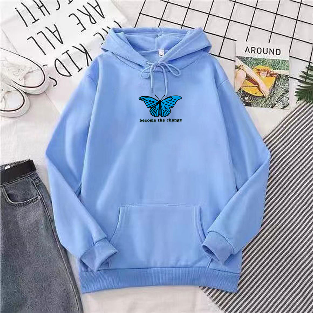 Women's hoodie with modern butterfly motif and inspiring inscription Lisslune