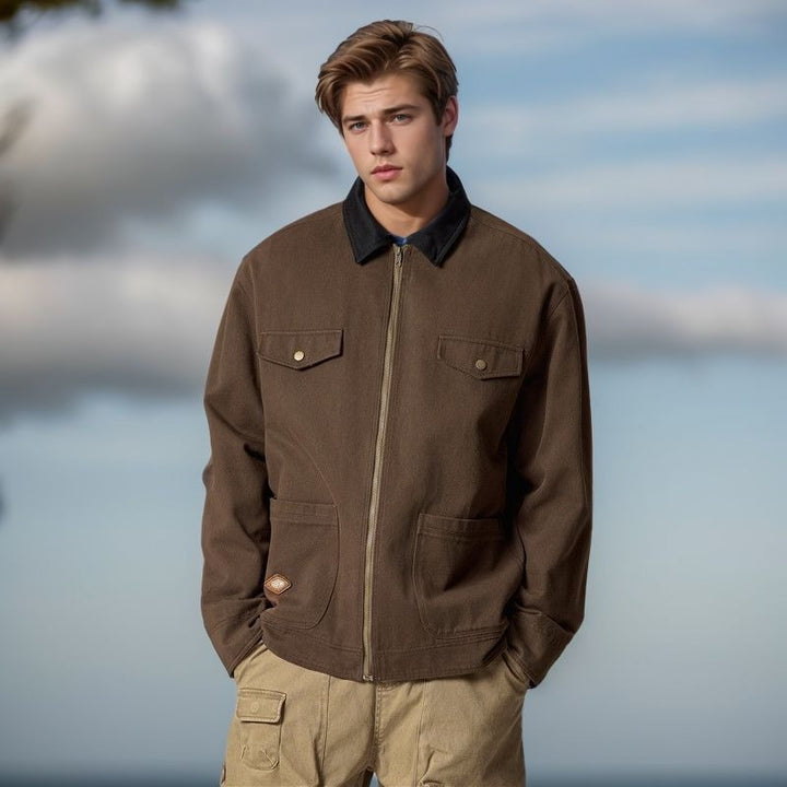 Men's casual utility jacket with practical flap pockets and zipper Lisslune