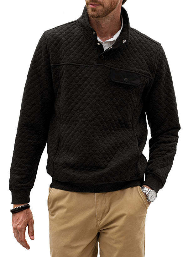 Men's quilted pullover with modern collar and practical chest pocket Lisslune
