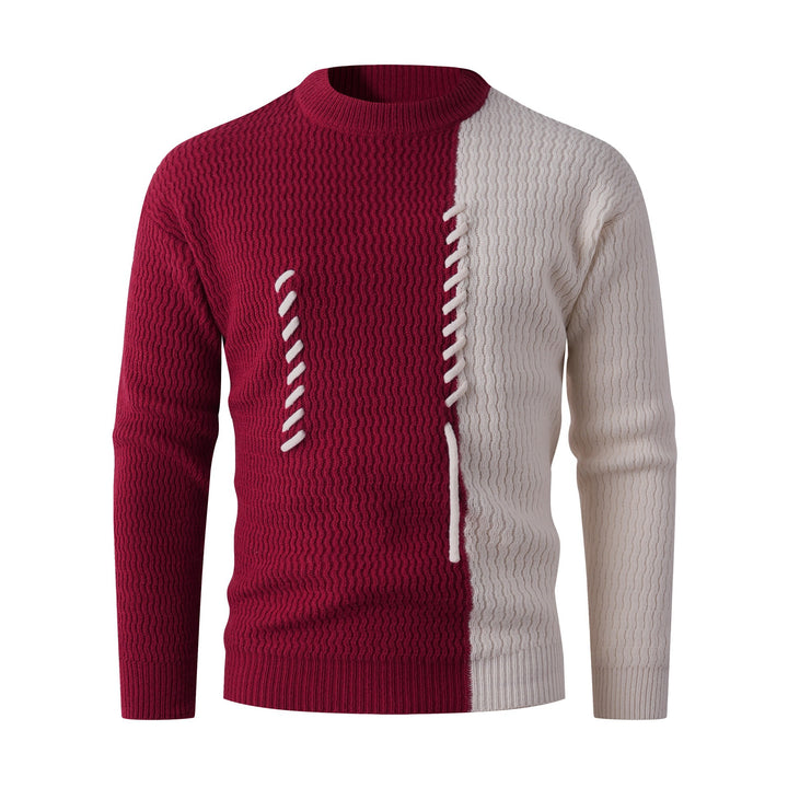 Men's knitted sweater with modern cable pattern and contrasting details Lisslune
