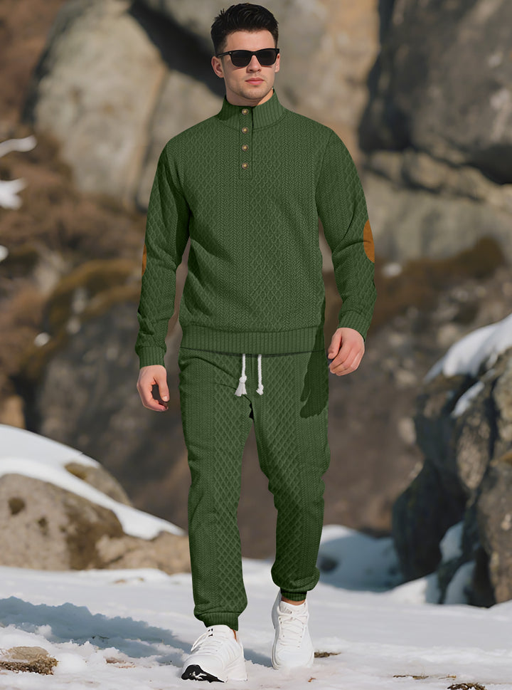 Men's Comfortable Knit Sweater with Stand-Up Collar and Trendy Buttons Lisslune