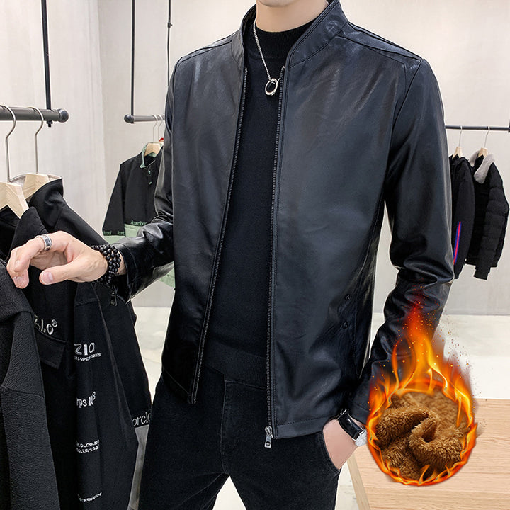 Men's artificial leather jacket with minimalist design and practical pockets Lisslune