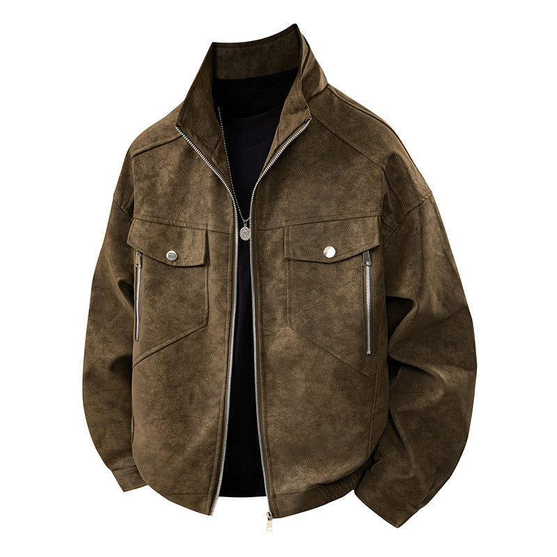Men's elegant velour jacket with practical zipper and modern pockets Lisslune